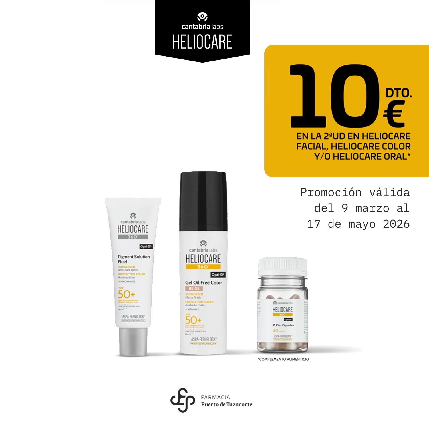 Promoción Heliocare: 10€ de descuento en la segunda unidad | Farmacia Puerto de Tazacorte